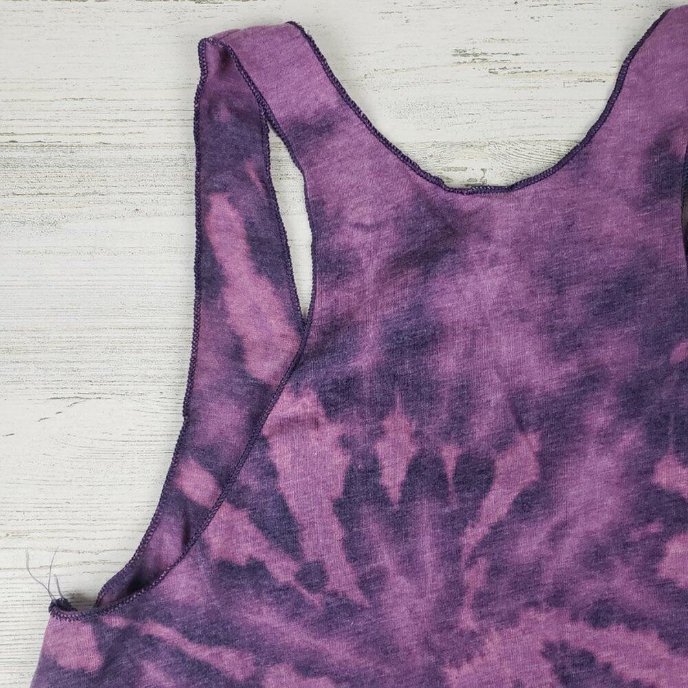 NWOT American Apparel 50/50 Custom Purple Bleach Tie Dye Spiral Tank Top Medium - Picture 7 of 10